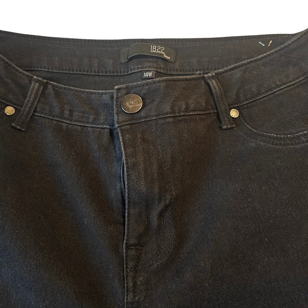 1822 Denim Black Wash High Waist Skinny Jeans Women's Size 14W Stretch Comfort - Picture 2 of 6